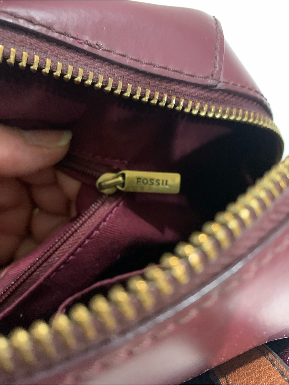 Fossil Rachel Small Leather Burgundy Satchel Bag - Picture 16 of 16